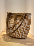 Kioni Basket of Ilala Palm Leaves w/ Leather Straps