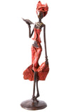 "Reading in Red" Lost Wax Bronze Sculpture